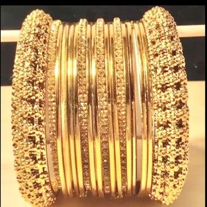 New 2-identical sets, Pakistani Indian Bridal bangle set in golden SZ 2.8”